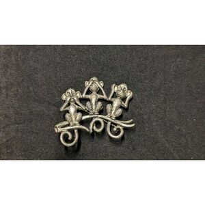 Vintage Danecraft Pewter Tone Monkey "Hear No Evil" Brooch
